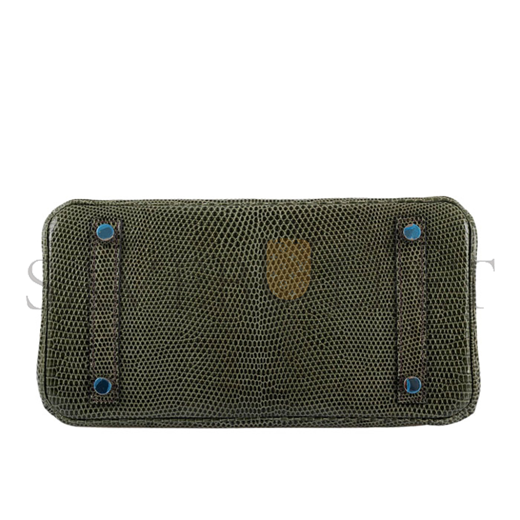 H**mes master birkin 25 lizard jungle green silver buckle h028352ca26 (25*20*13cm)